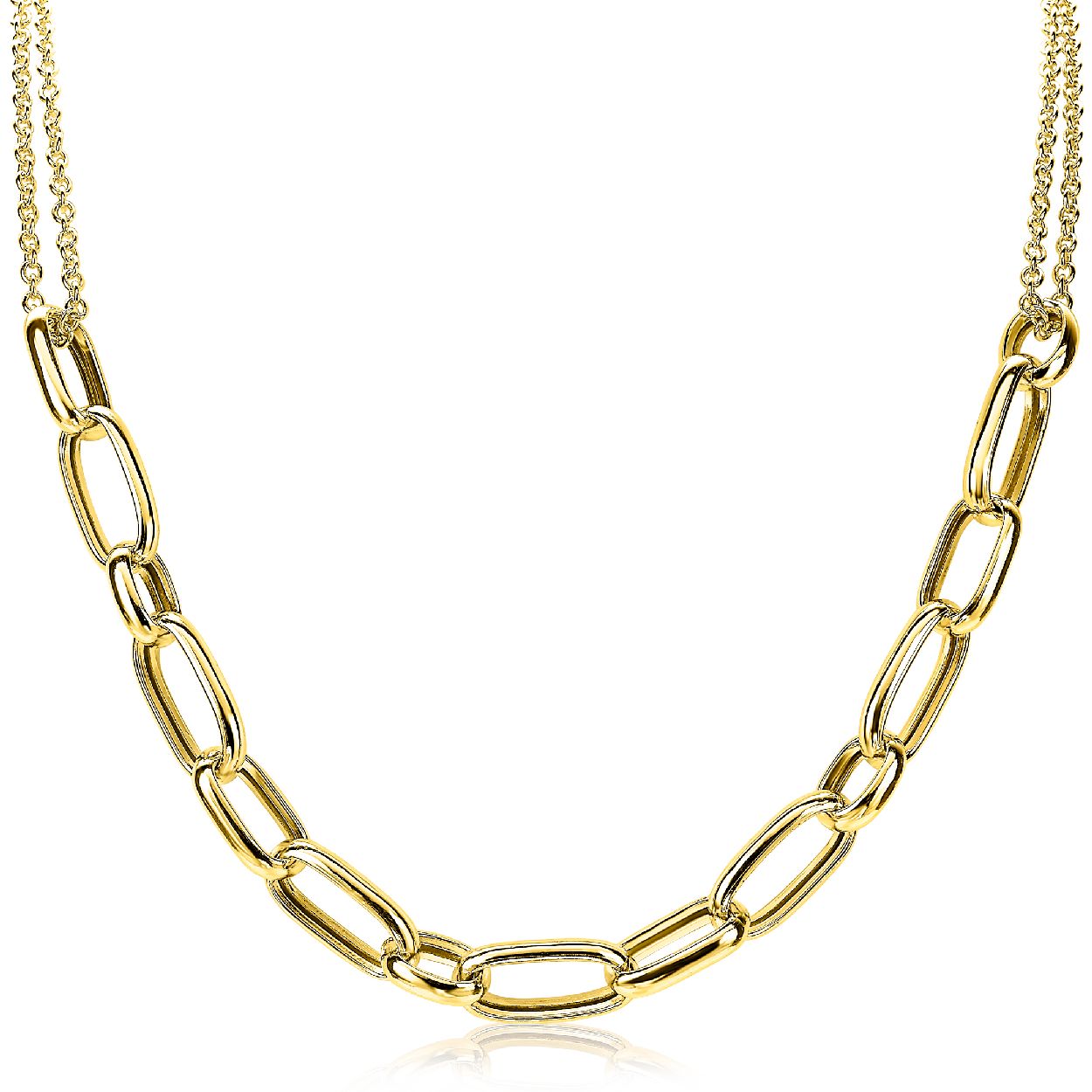 ZINZI zilveren ketting geel verguld ovaal 45cm ZIC1804G
