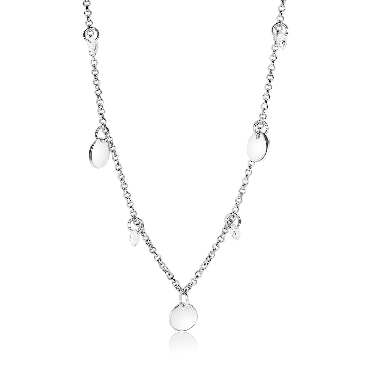 ZINZI zilveren fantasie ketting rond wit 45cm ZIC1807