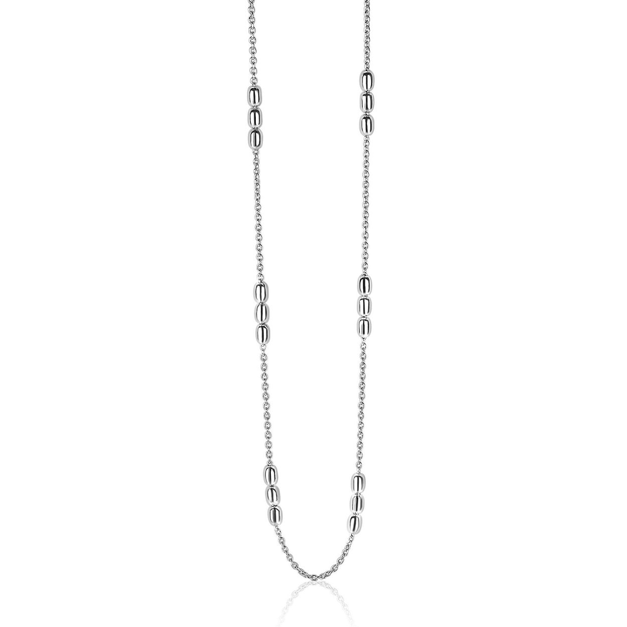ZINZI zilveren fantasie ketting met groep bolletjes in het zilver ovaal 42-45cm ZIC1809