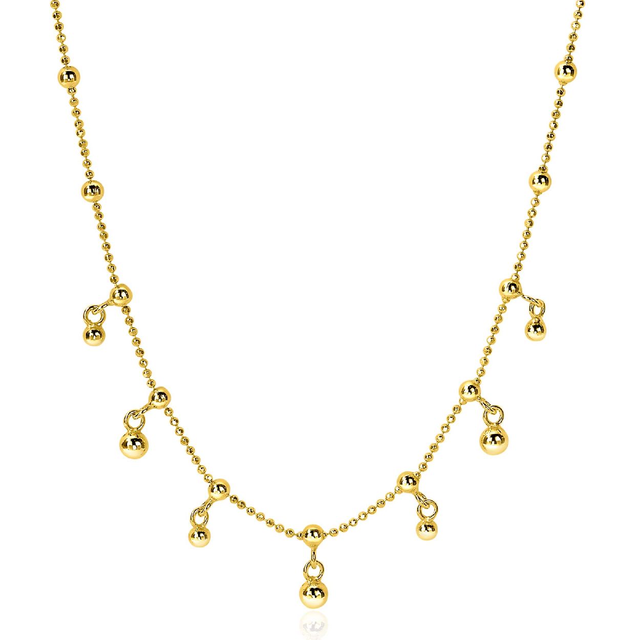 ZINZI zilveren bolletjes schakelcollier geelverguld met grotere bollen 40-43cm ZIC1985G