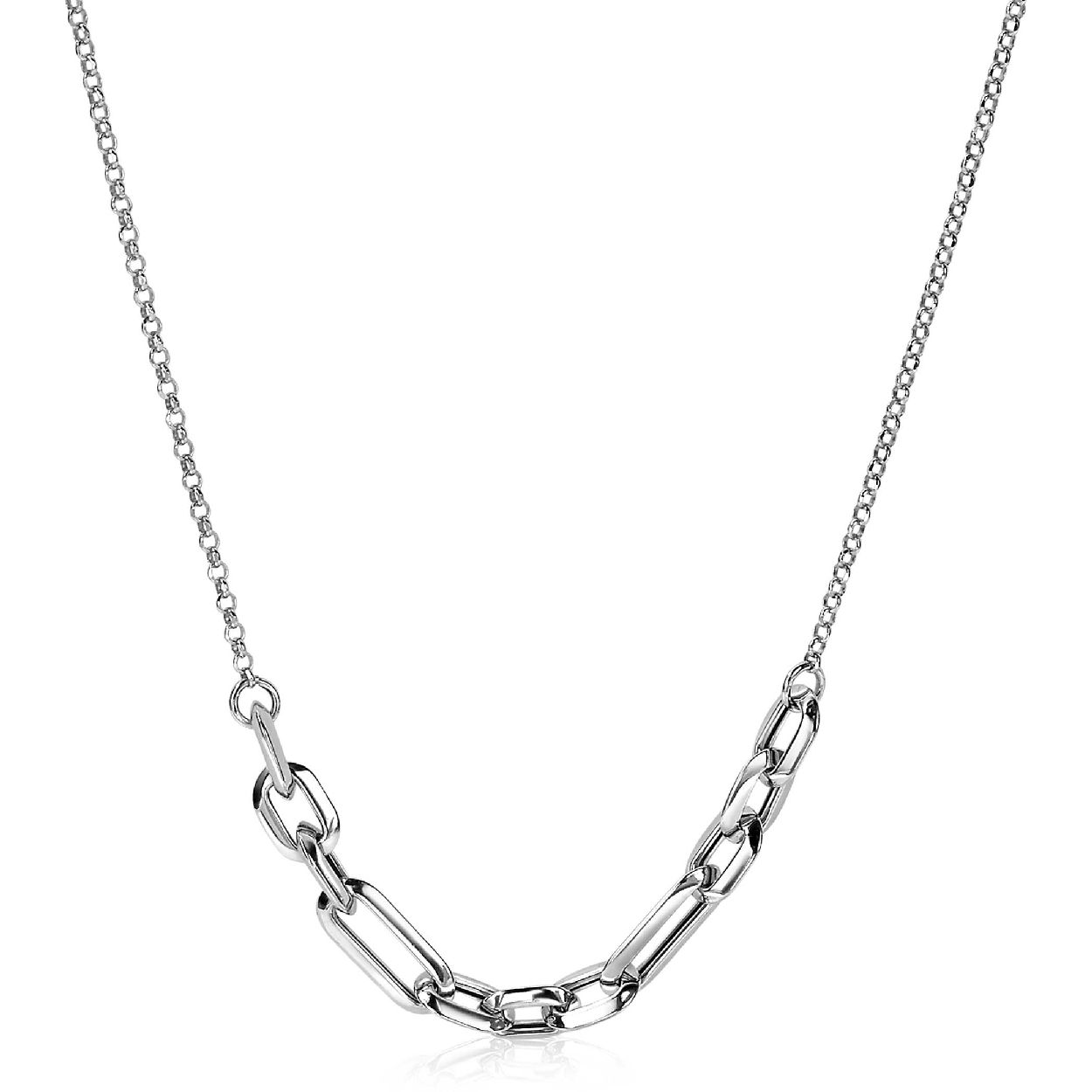 ZINZI zilveren schakelketting 42-45cm met elf grotere schakels ZIC1986