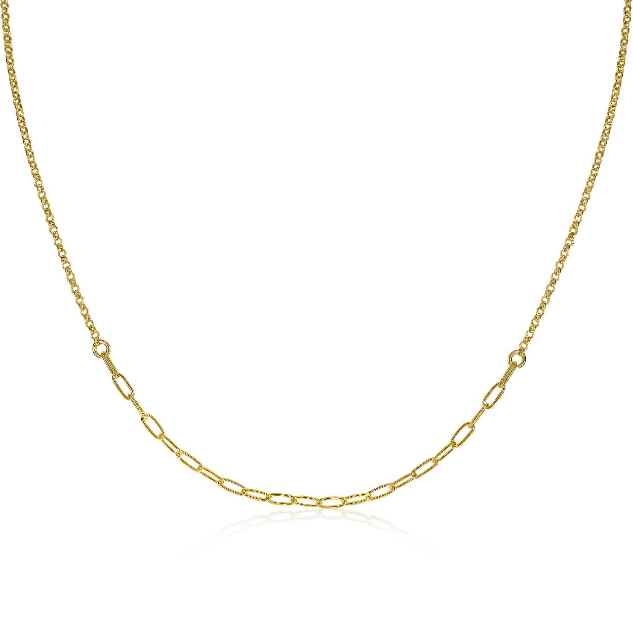 ZINZI zilveren ketting 45cm in 14K geel verguld met 'paperclip' schakel 2,3mm breed ZIC1989G
