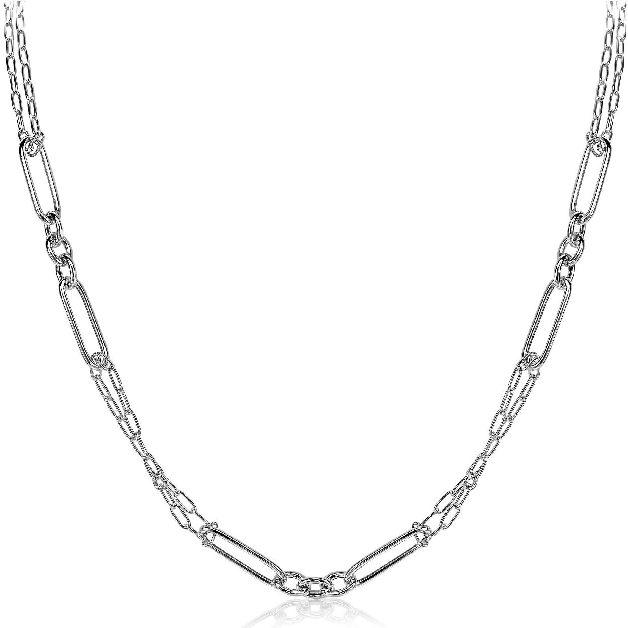 ZINZI zilveren ketting 45cm waarbij diverse trendy schakels zijn gecombineerd ZIC1991