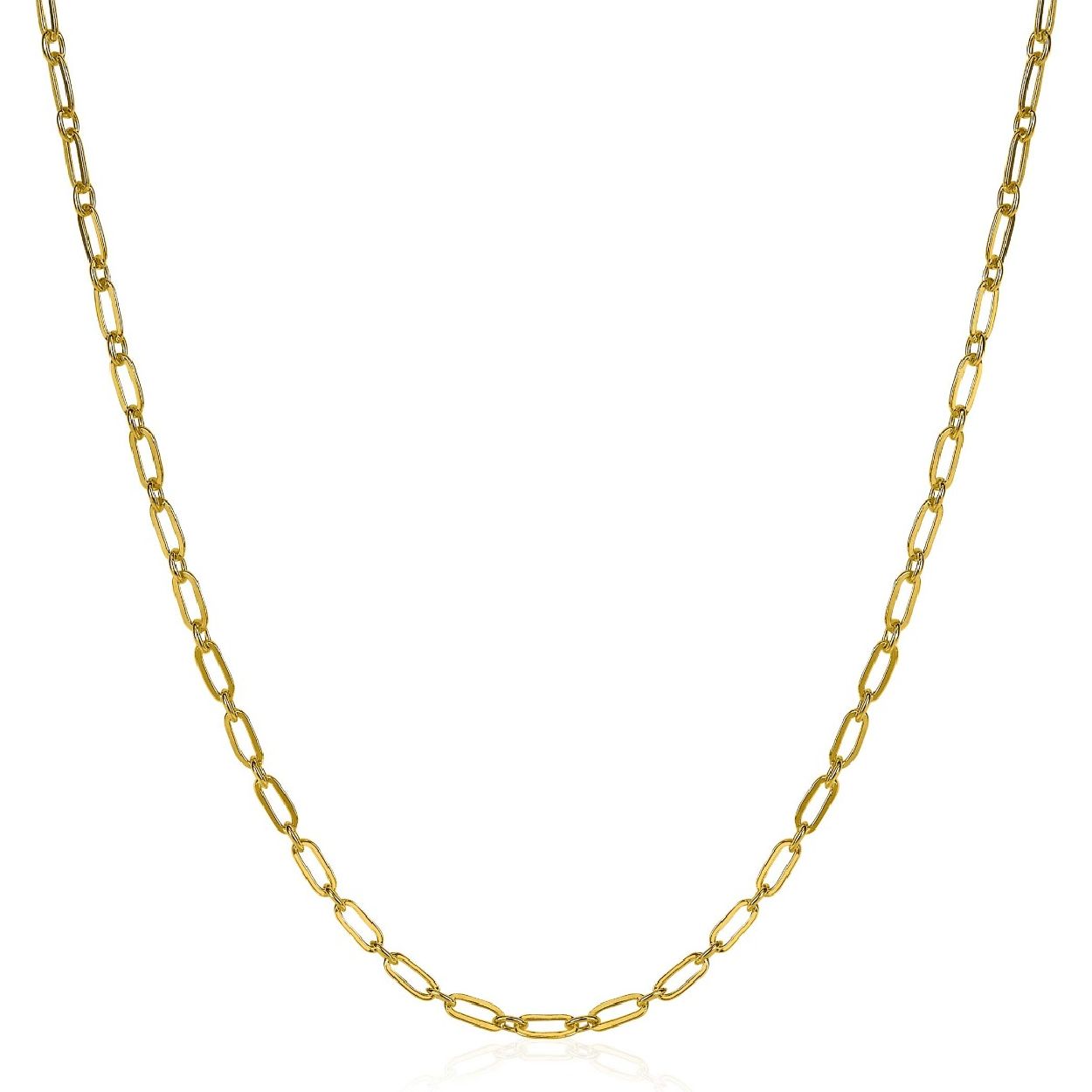 ZINZI zilveren ketting 45cm geel verguld met 'paperclip' schakel 2,4mm breed ZIC2033G