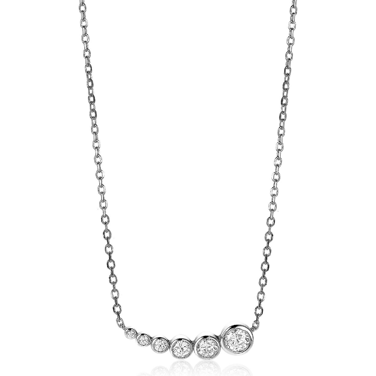 ZINZI zilveren ketting 45cm rond wit ZIC2053
