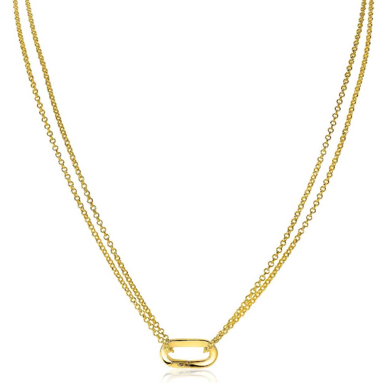 ZINZI zilveren ketting 14K geel verguld 45cm ovale sluitring ZIC2060G