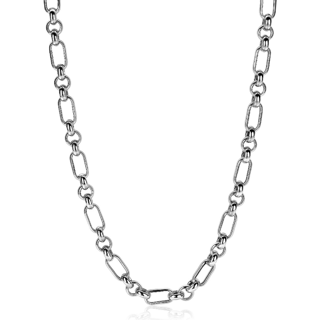 ZINZI zilveren schakelcollier ovaal en jasseron schakel 45cm ZIC2154