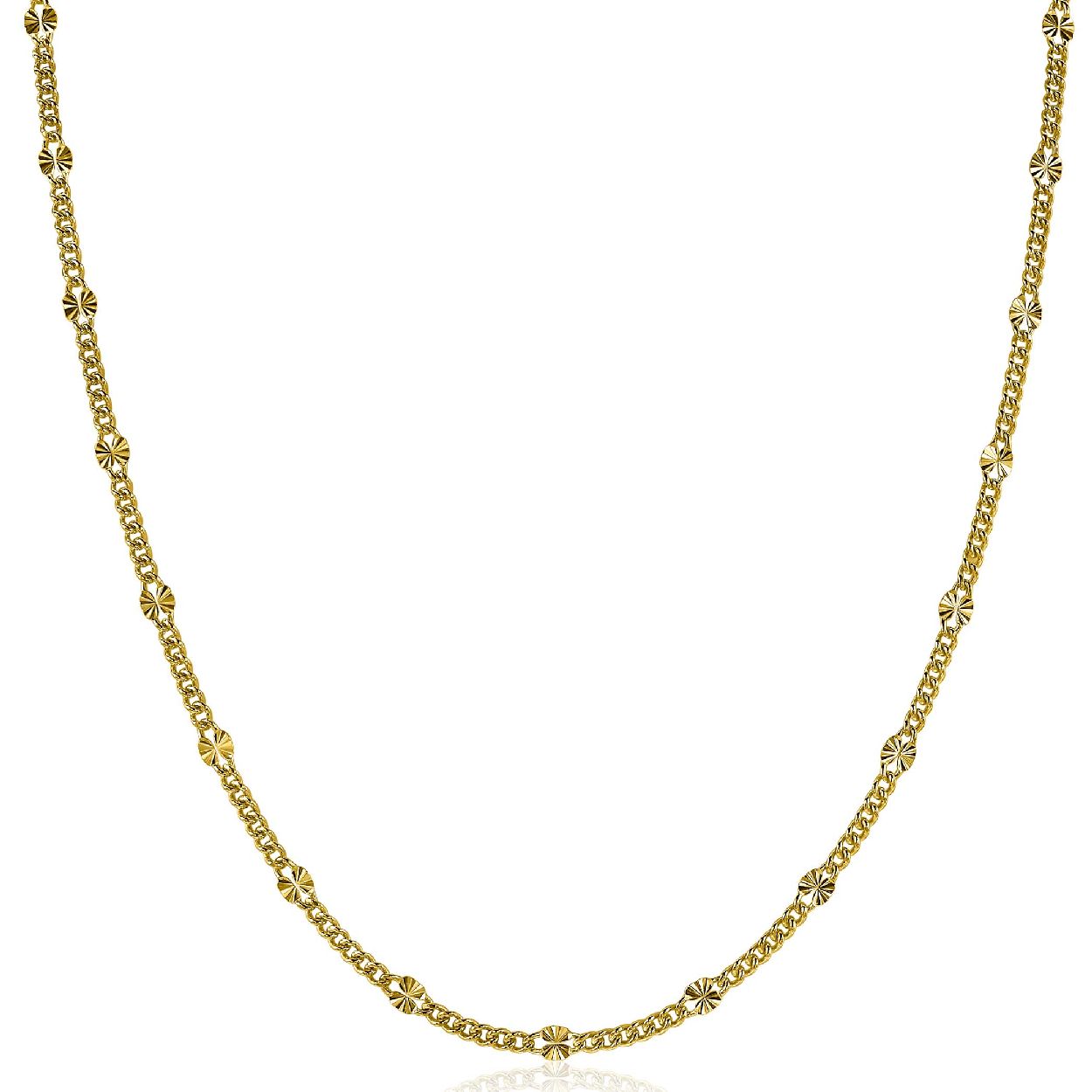 ZINZI zilveren ketting 14K geel verguld 45cm gourmet schakel ZIC2157G