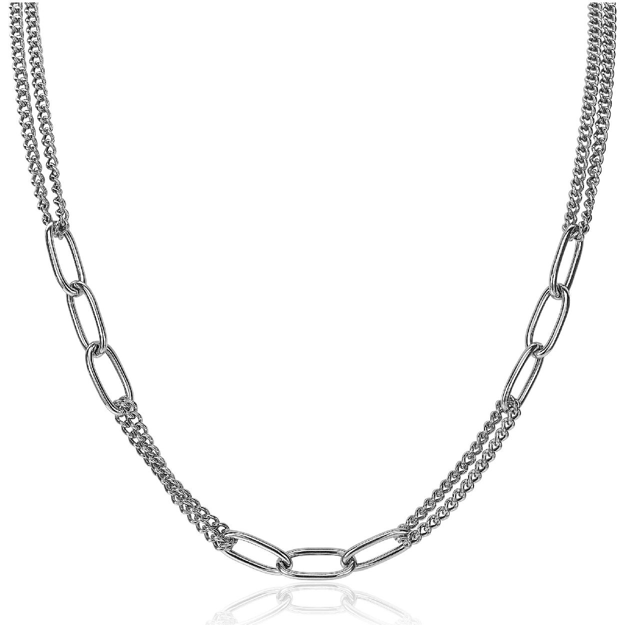 ZINZI zilveren ketting 45cm gourmet en ovale schakels ZIC2206