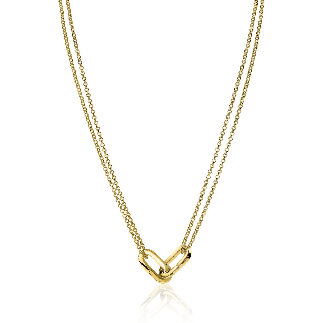 ZINZI zilveren ketting 14K geel verguld 45cm ovale sluitringen ZIC2215G