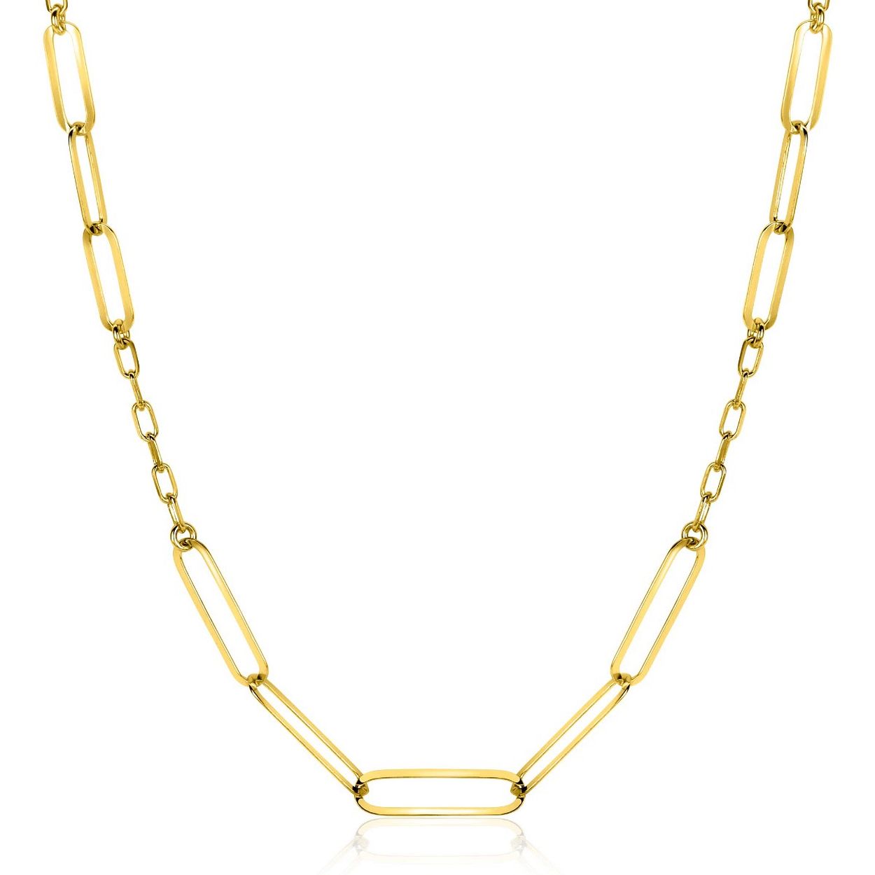 ZINZI gold plated zilveren ketting met verschillende paperclip schakels 40-45cm ZIC2361