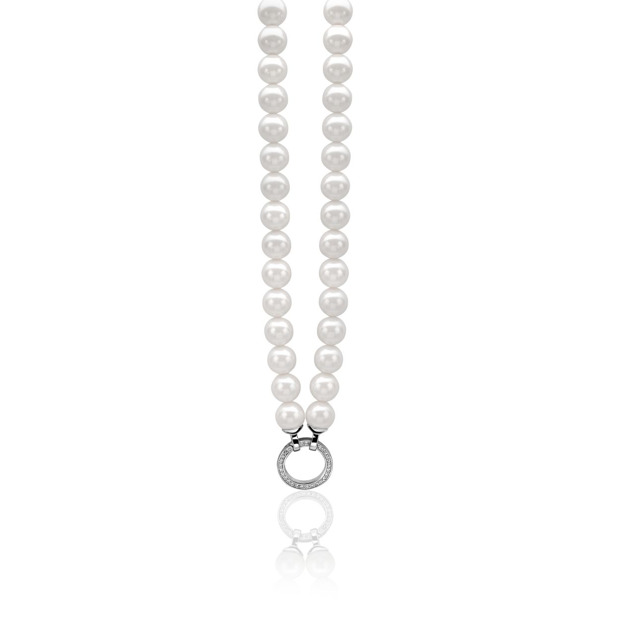 Zinzi zilveren parel collier wit 45cm ZIC400