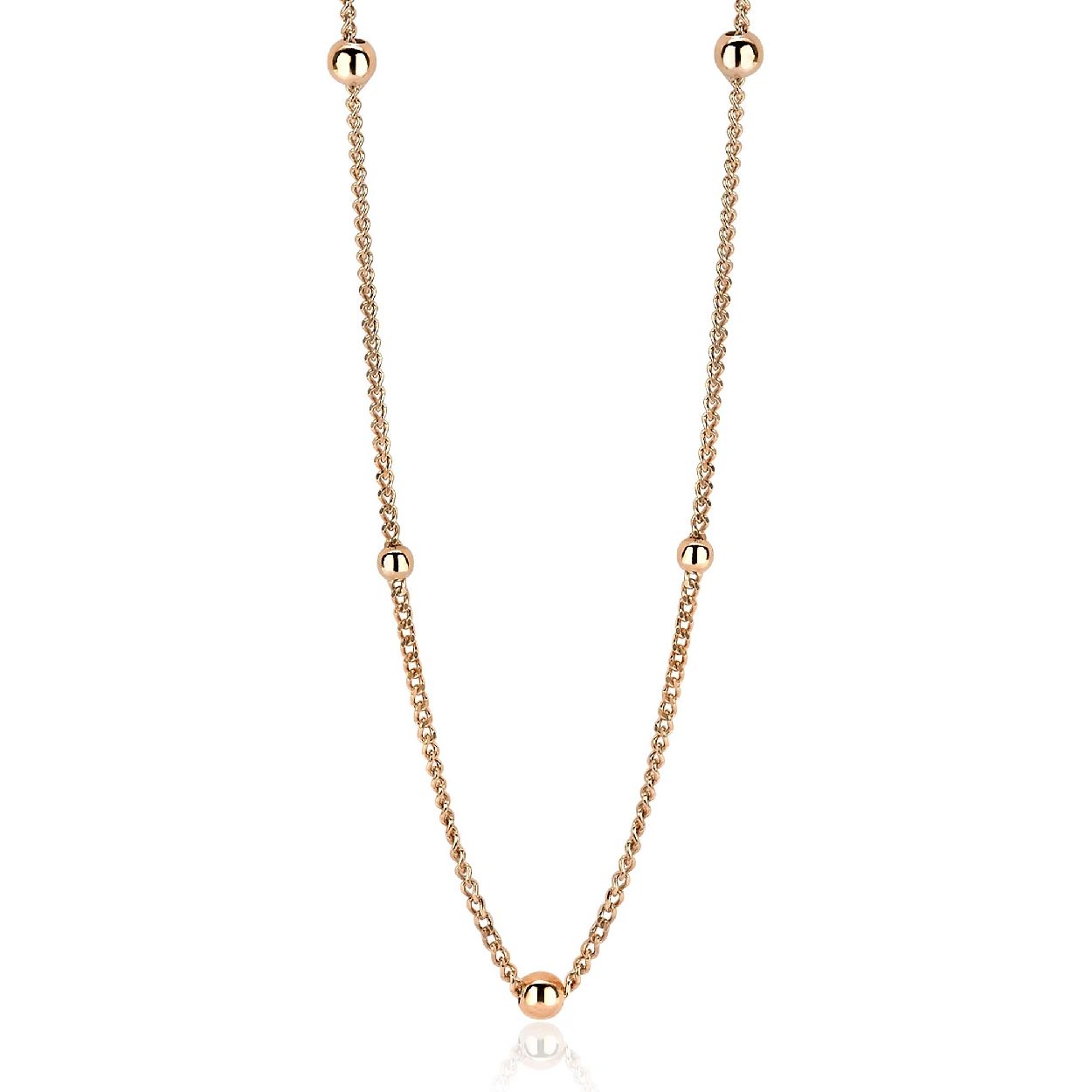 ZINZI zilveren gourmet ketting rose verguld bol 45cm ZIC987R