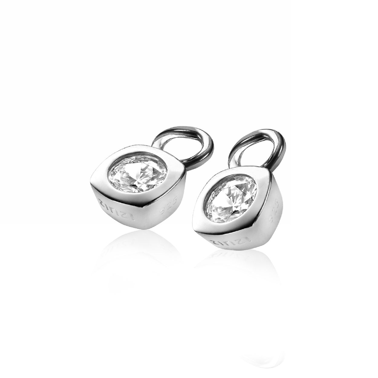 ZINZI zilveren oorbedels wit ZICH1150