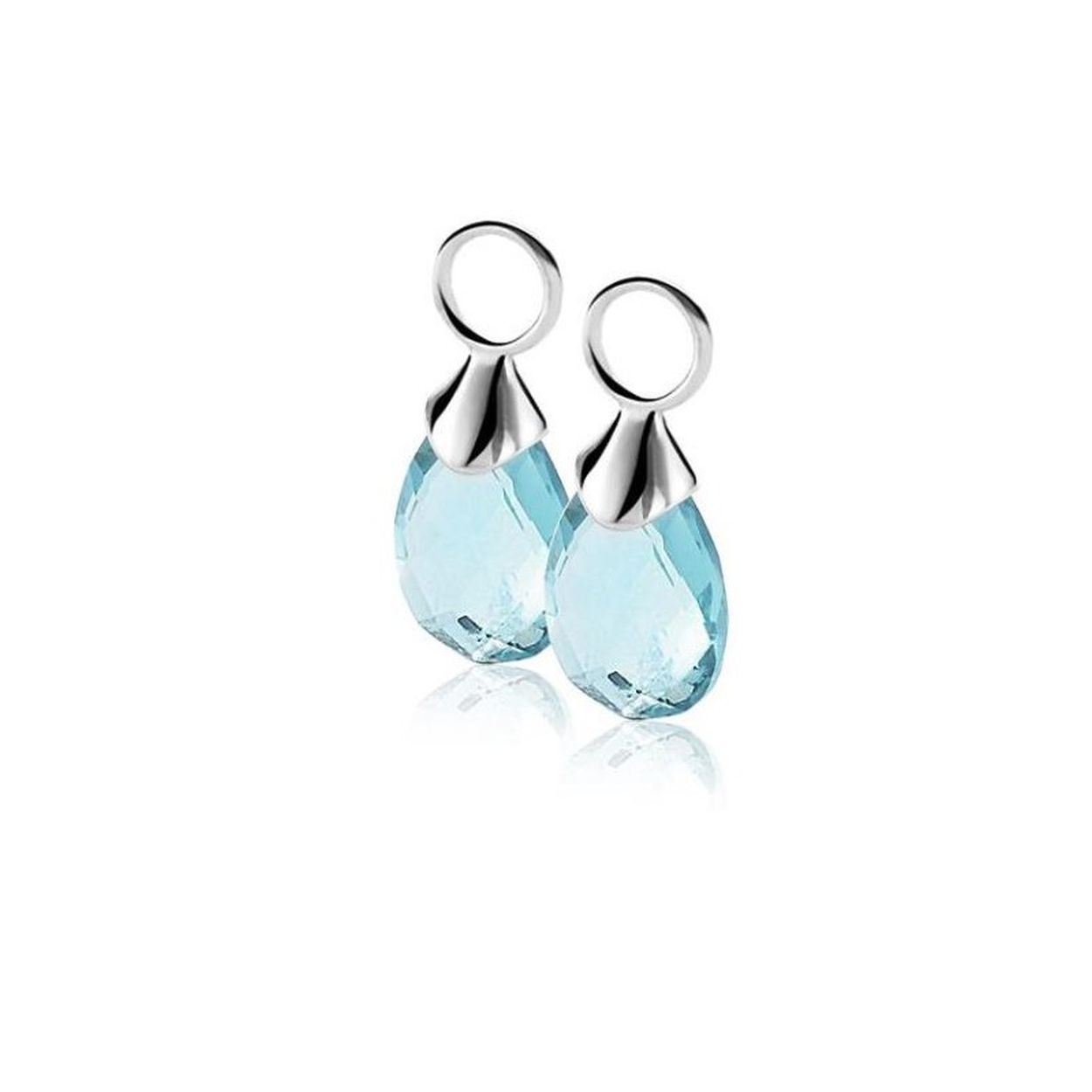 ZINZI zilveren creoolhangers druppel turquoise