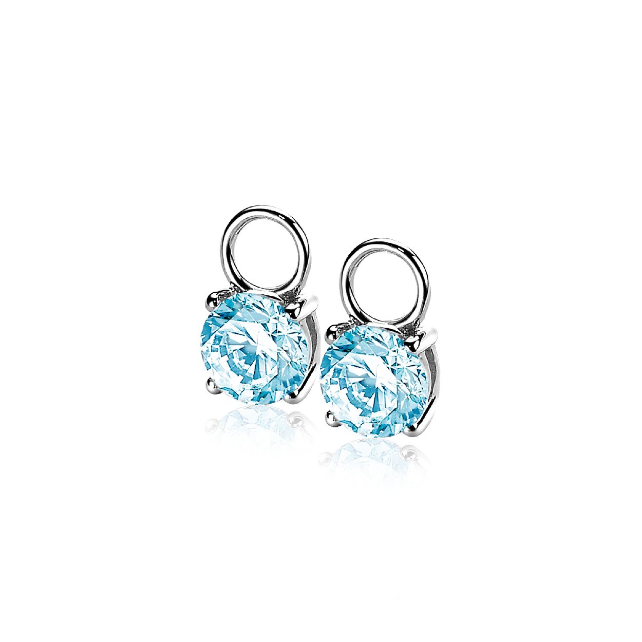 ZINZI zilveren oorbedels rond blauw ZICH1300B