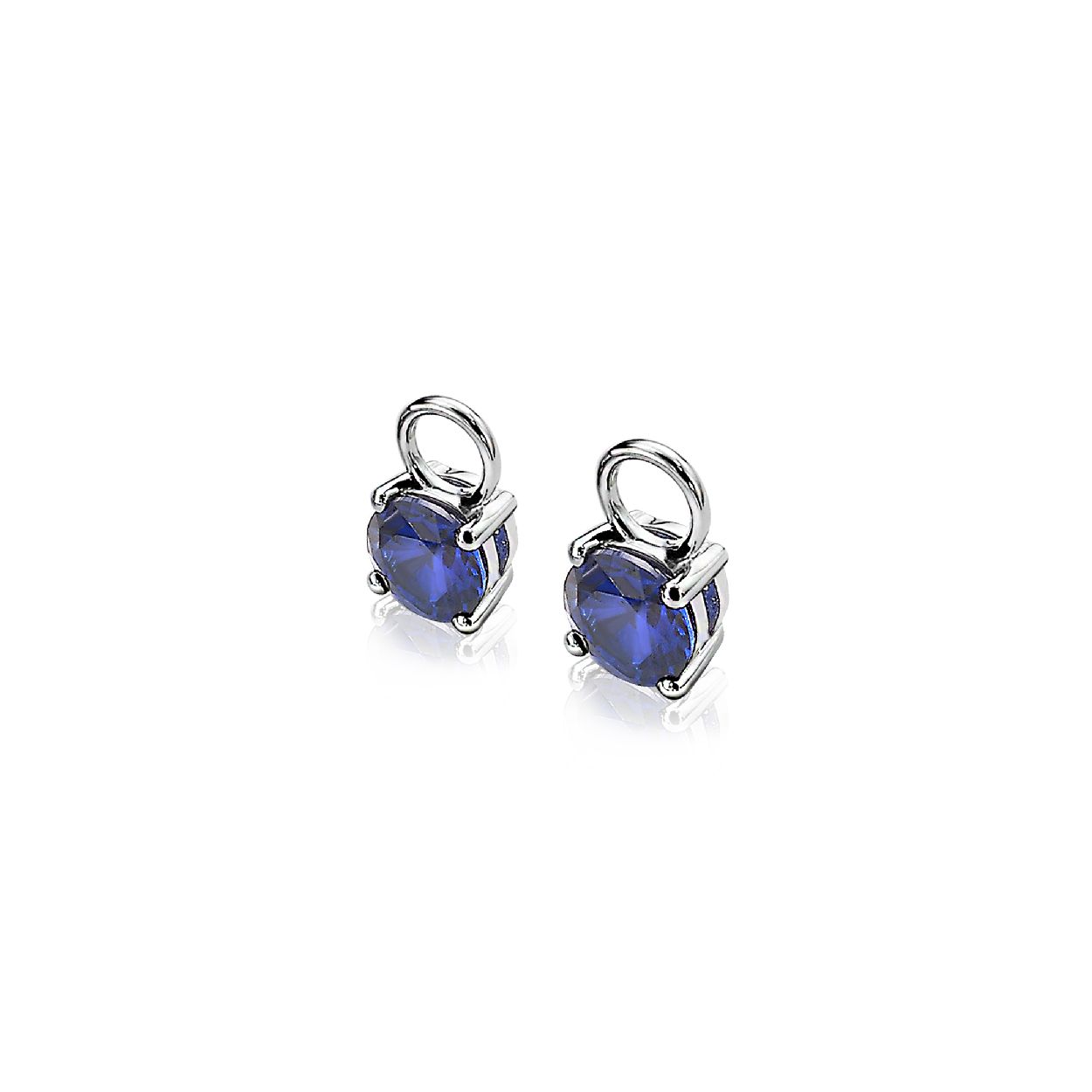 ZINZI zilveren oorbedels rond donkerblauw ZICH1300Q (zonder oorringen)

