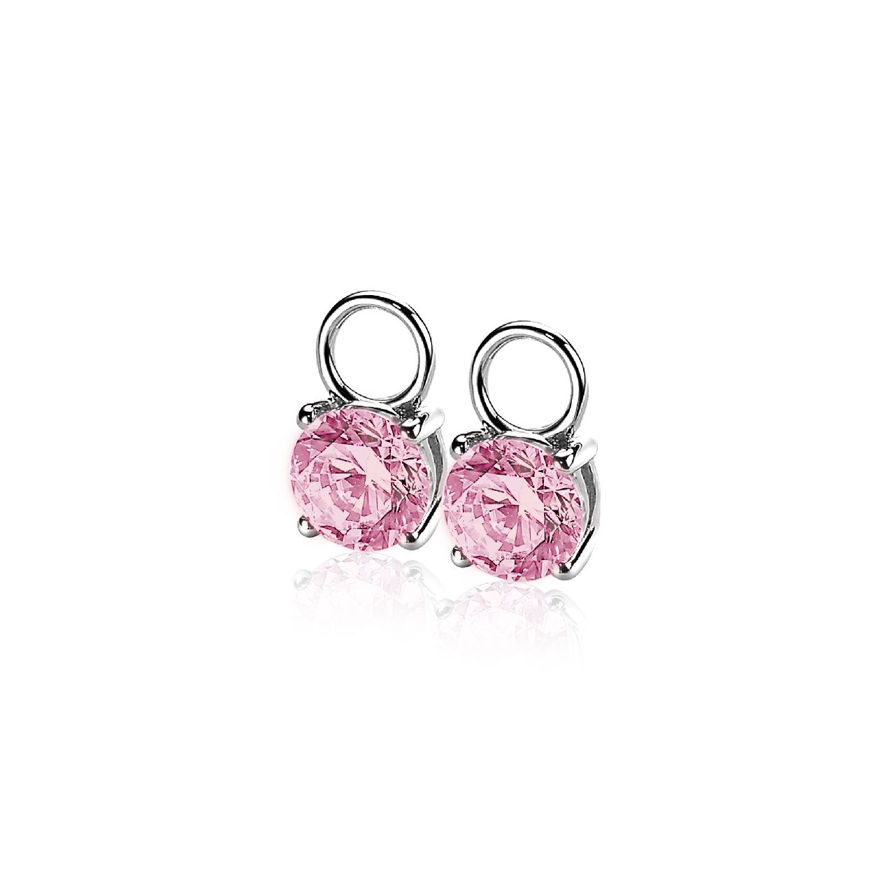 ZINZI zilveren oorbedels rond roze ZICH1300R (zonder oorringen)
