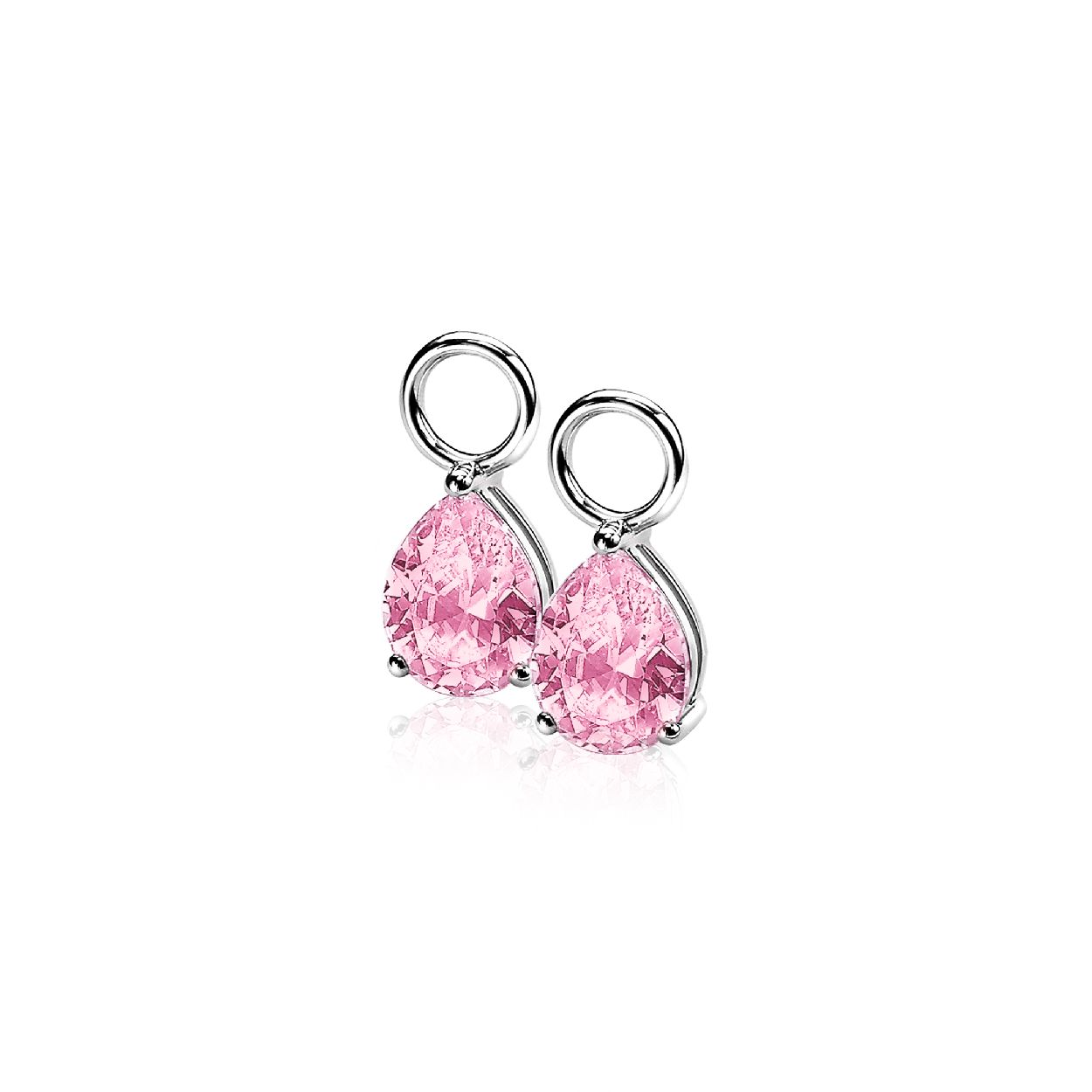 ZINZI zilveren oorbedels peervormig roze ZICH1302R (zonder oorringen)
