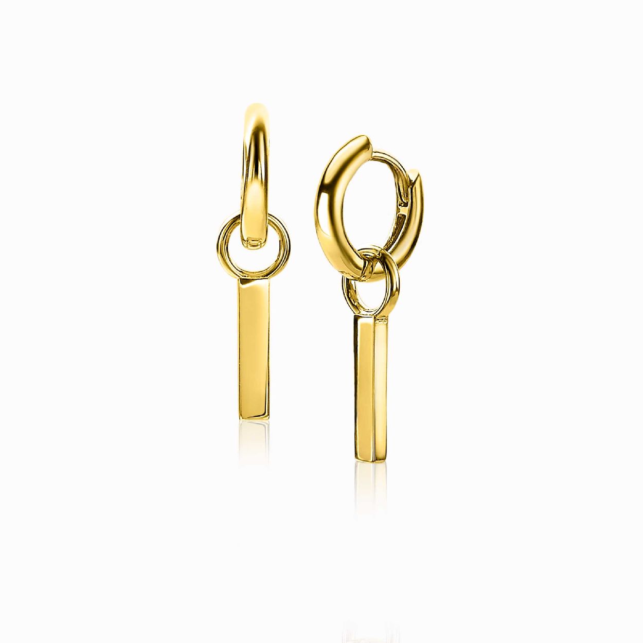 ZINZI zilveren oorbedels 14K geel verguld met trendy glanzende staafjes. Hang deze oorbedels sierlijk aan je zilveren ZINZI oorringen . De oorringen zijn niet bij de prijs inbegrepen. Vervaardigd van eerste gehalte zilver (925) en extra 14K geel verguld.