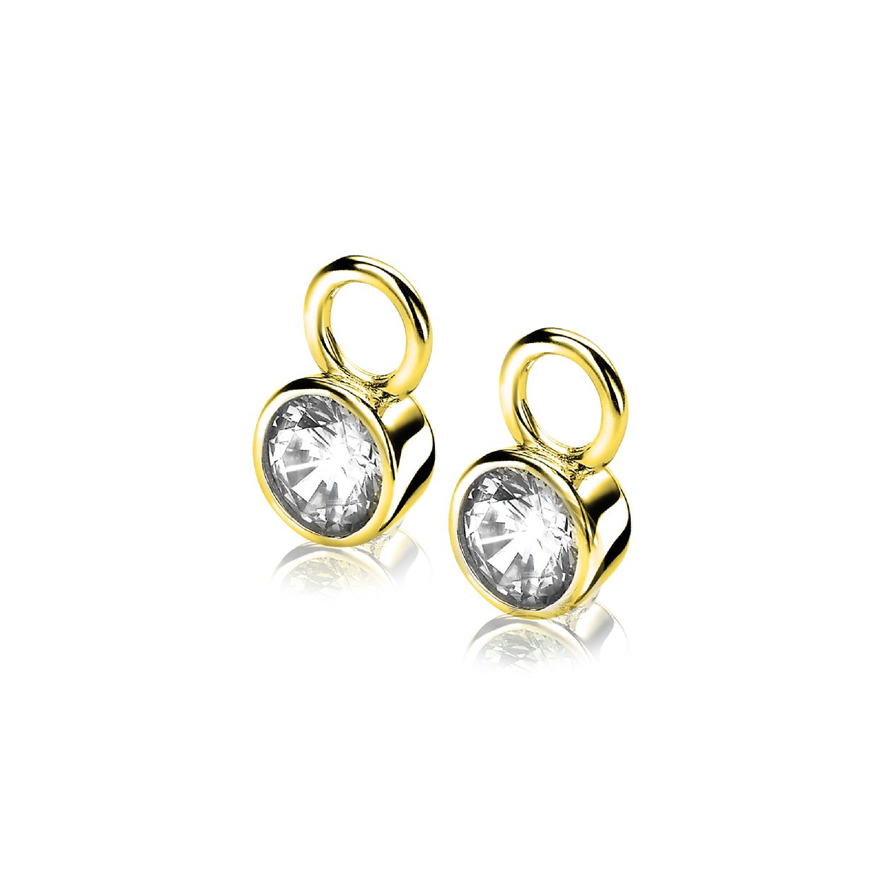 ZINZI zilveren oorbedels 14K geelverguld 7mm rond wit ZICH1486Y (zonder oorringen)
