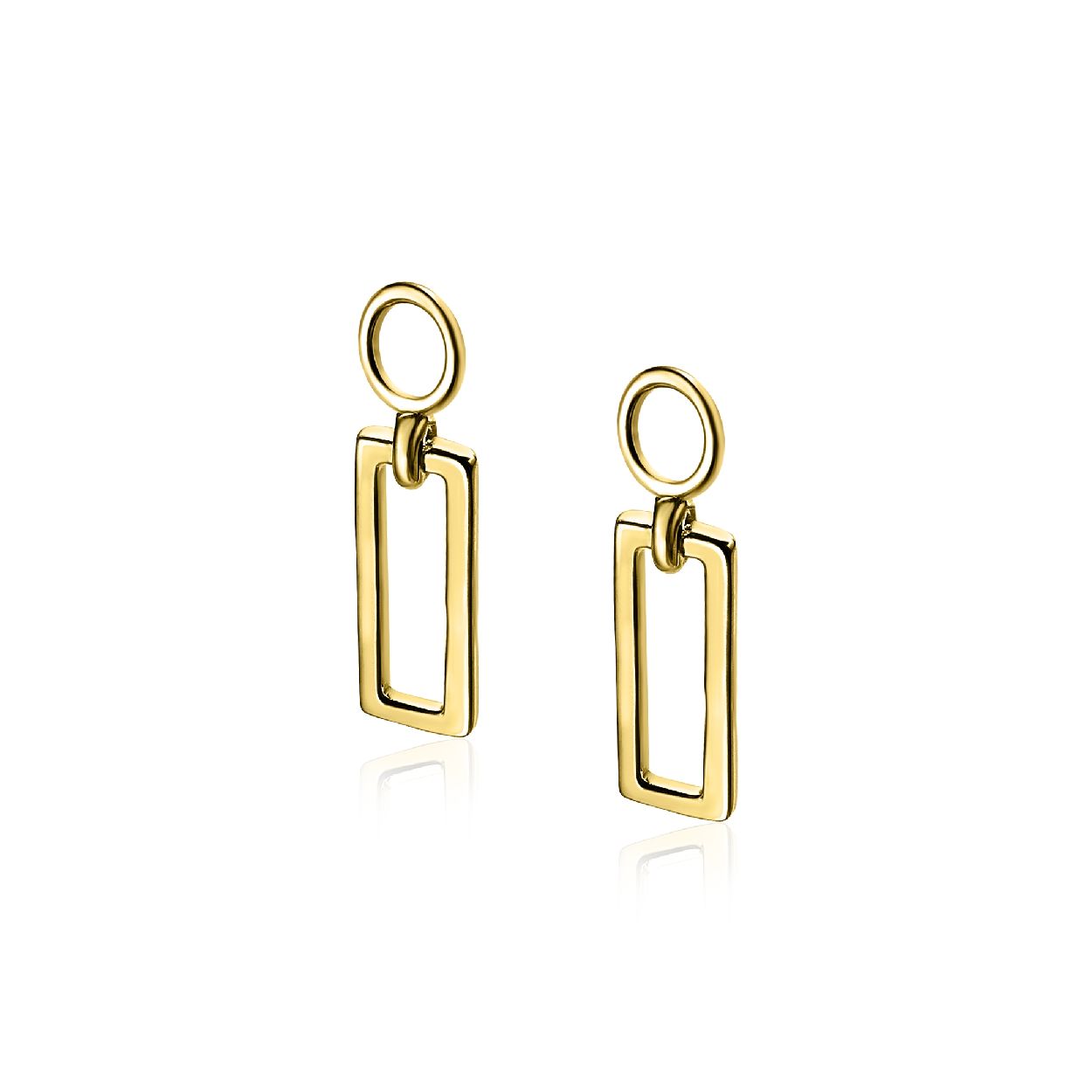 ZINZI zilveren oorbedels geel verguld met een open rechthoek (14mm lang). Hang deze oorbedels sierlijk aan je zilveren ZINZI oorringen. De oorringen zijn niet bij de prijs inbegrepen. Vervaardigd van eerste gehalte zilver (925) en met extra geelgoudkleurige laag.