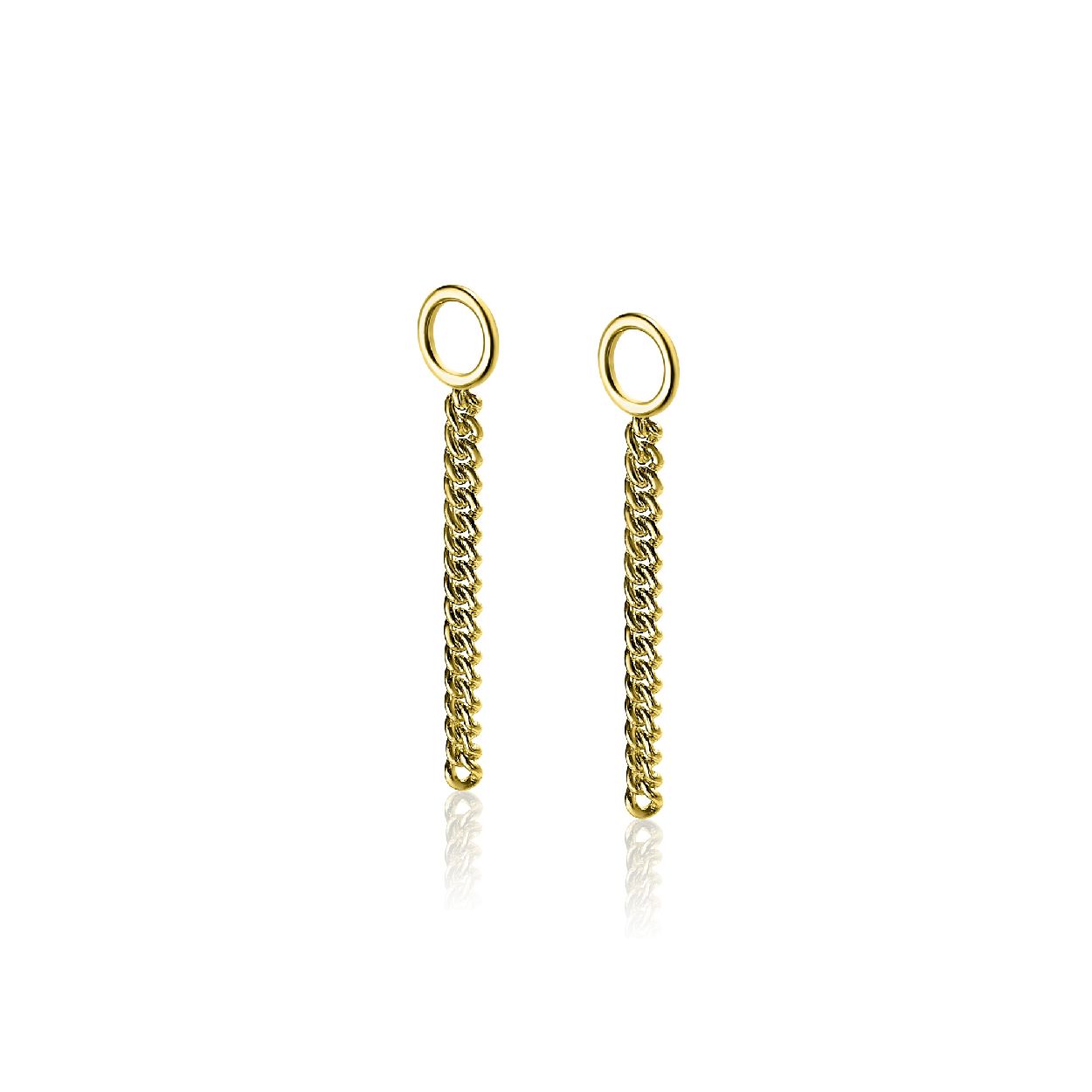 ZINZI zilveren oorbedels geel verguld gourmet ketting 30mm ZICH1694G
