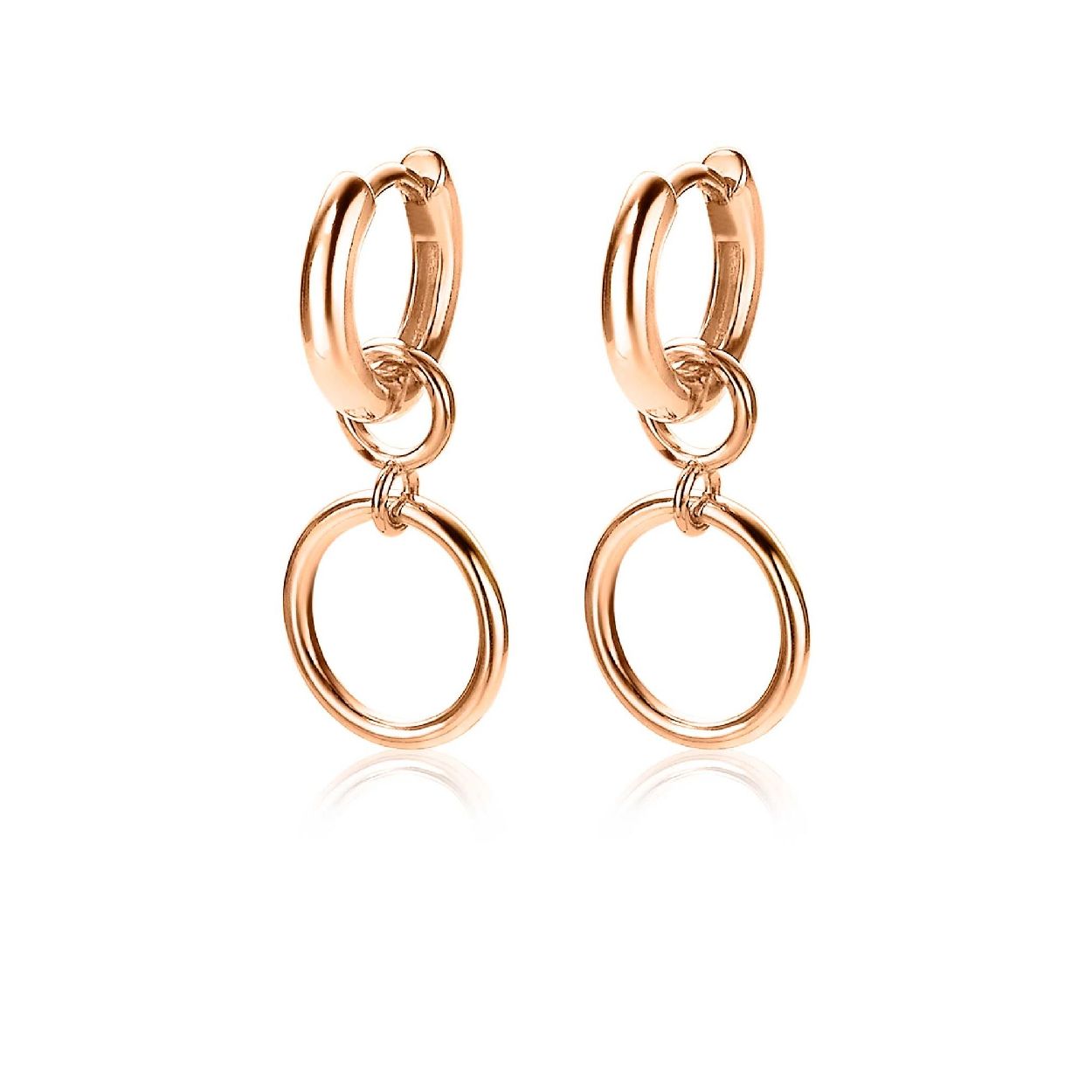 ZINZI zilveren oorbedels rose verguld open rond 11mm ZICH1748R