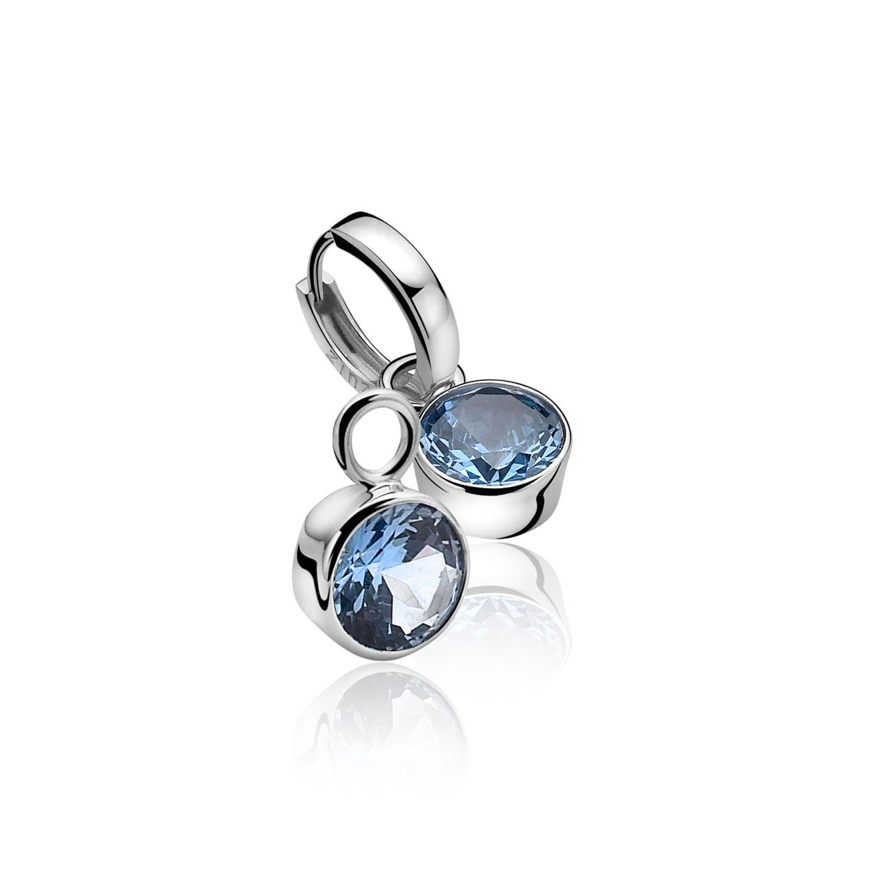 ZINZI zilveren oorbedels blauw ZICH186B (zonder oorringen)