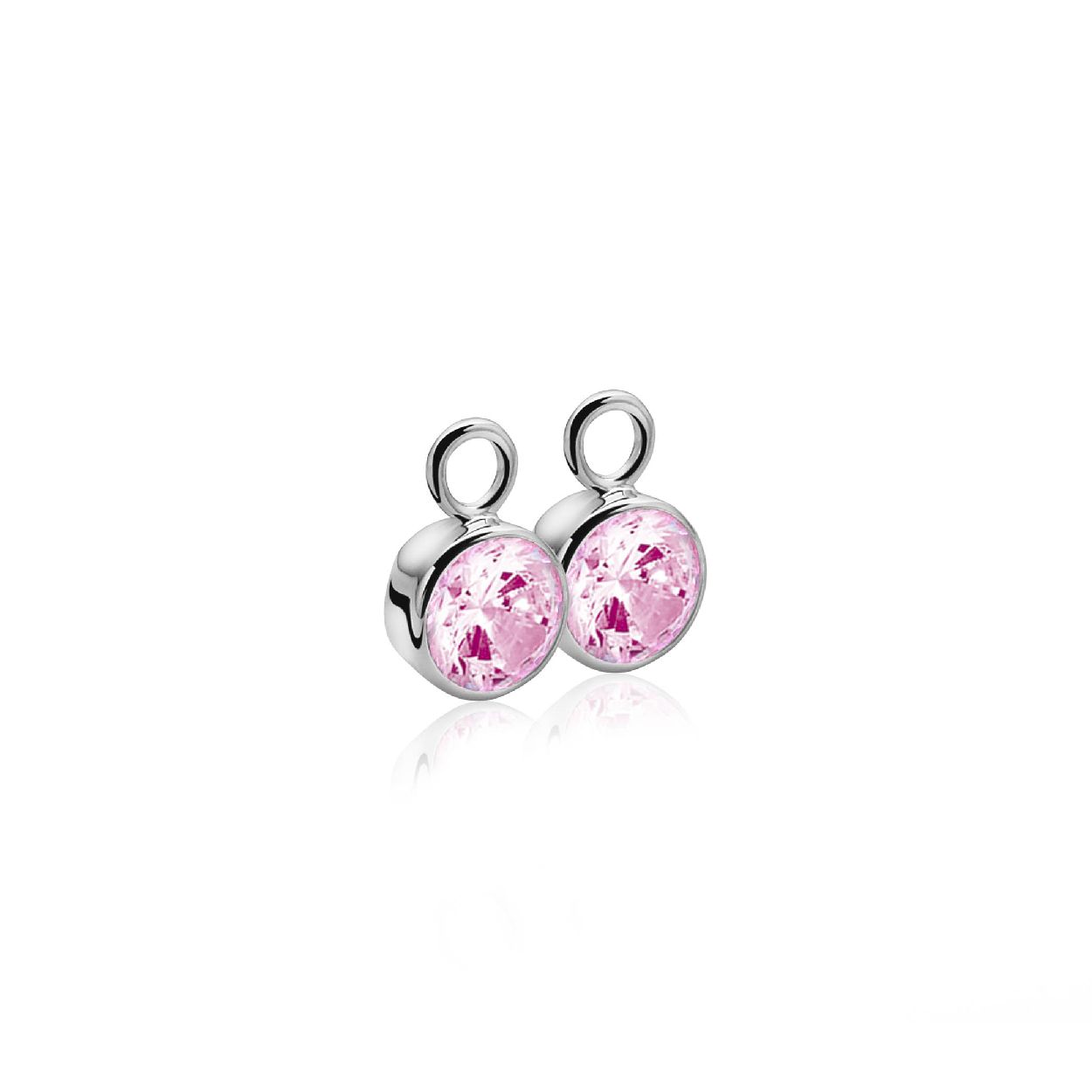 ZINZI zilveren oorbedels roze ZICH186R (zonder oorringen)
