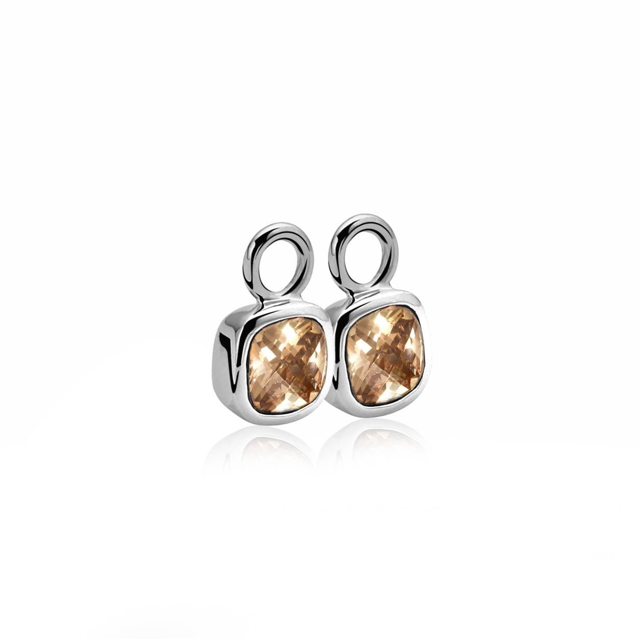 Zinzi zilveren creoolhangers champagne ZICH190C