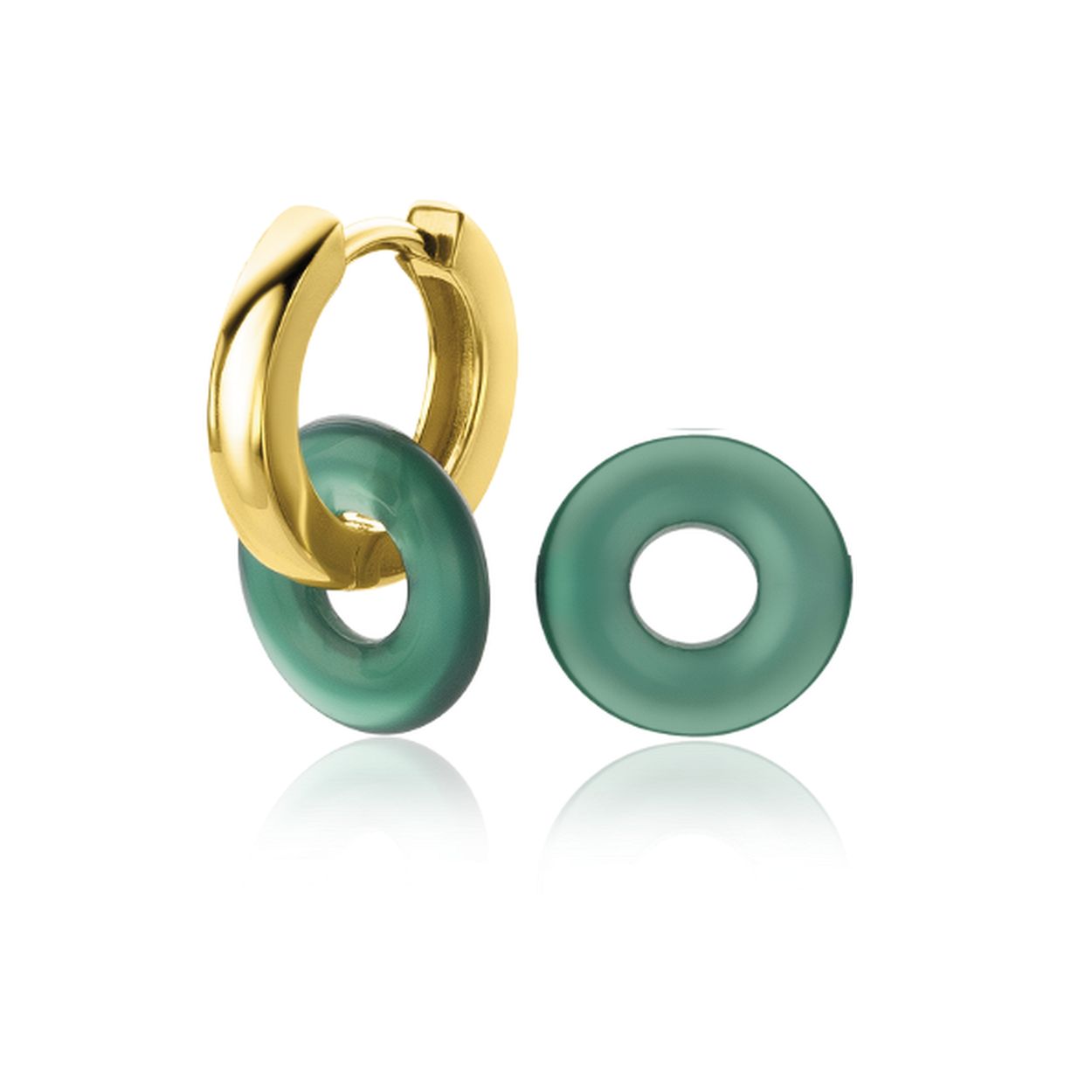ZINZI oorbedels rond 12mm groen agaat ZICH2274G (zonder oorringen)