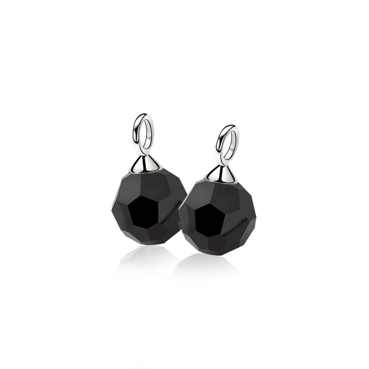 ZINZI zilveren oorbedels zwarte bead ZICH266BL