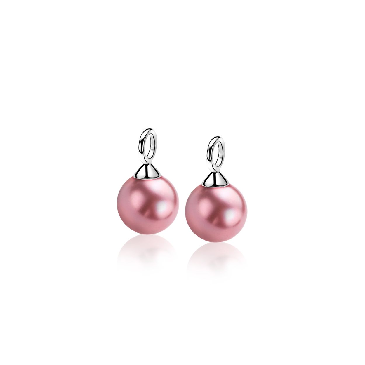 ZINZI zilveren oorbedels parel fuchsia roze ZICH266F