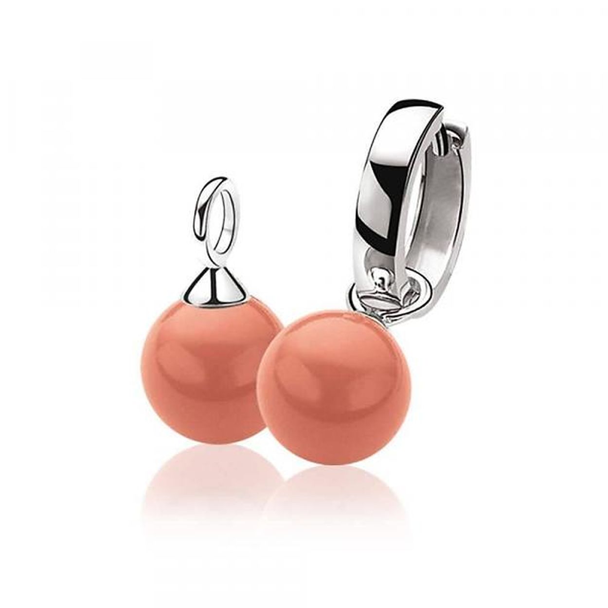 ZINZI zlv. creoolhangers koraal rond 10mm