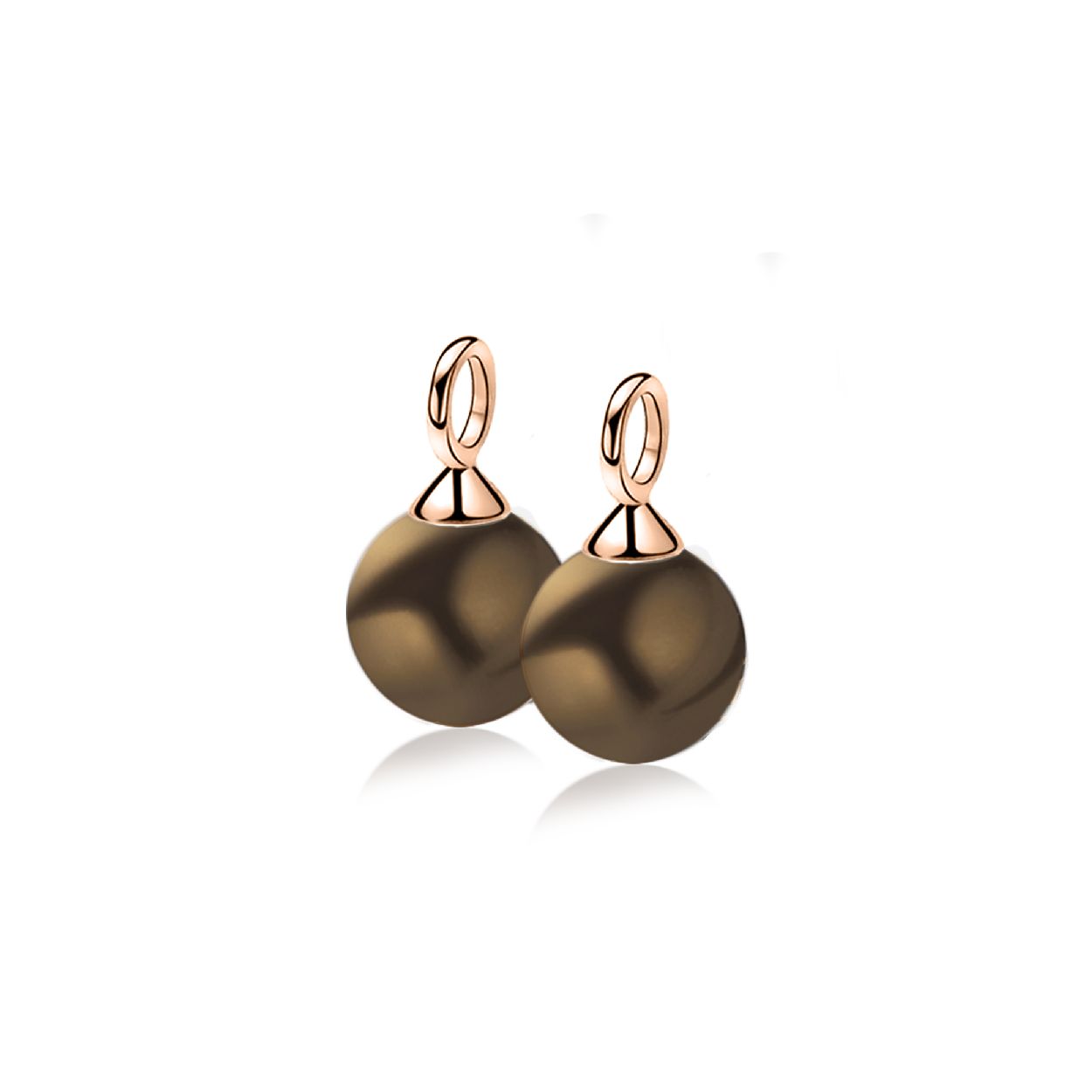 ZINZI zilveren oorbedels rose verguld bruine parel ZICH266RB