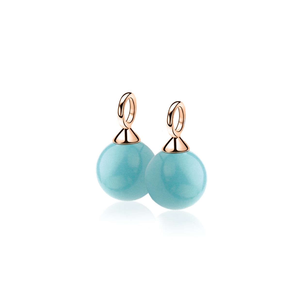 ZINZI zilveren oorbedels rose verguld parel turquoise ZICH266TR