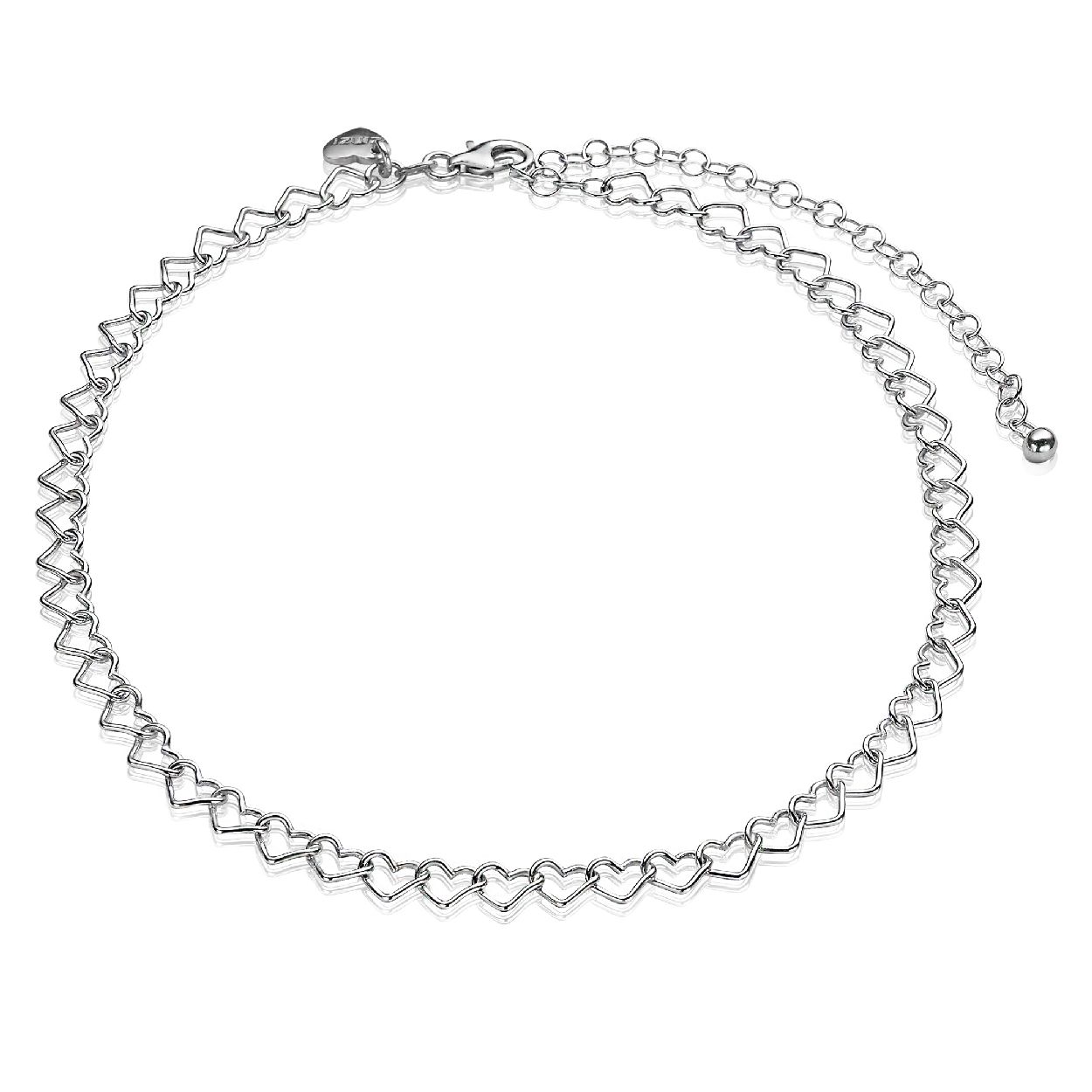 ZINZI zilveren choker 32 plus 10cm harten ZICHOK1457