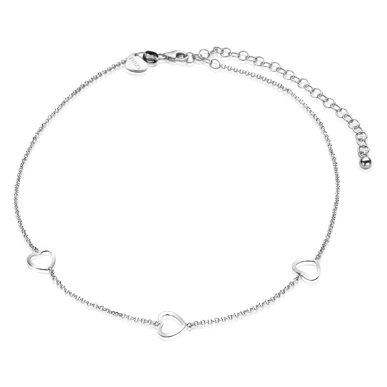 ZINZI zilveren enkelband hartjes 23 plus 4cm ZIE1188
