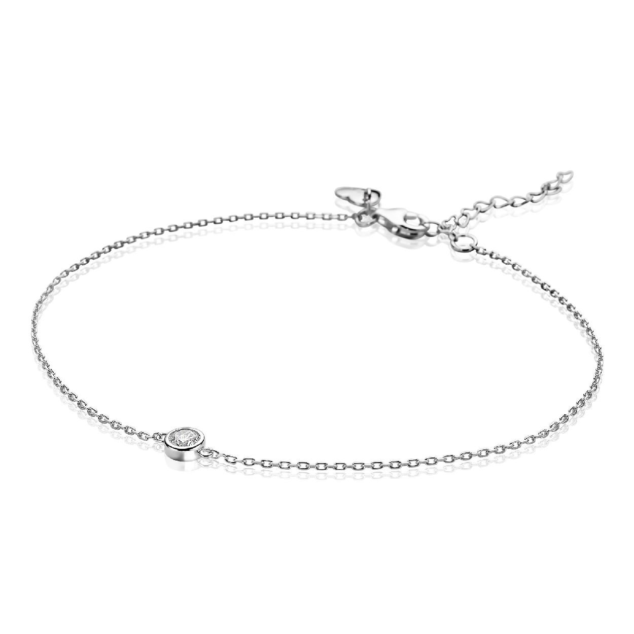 ZINZI zilveren enkelband rond wit 23 plus 4cm ZIE1393