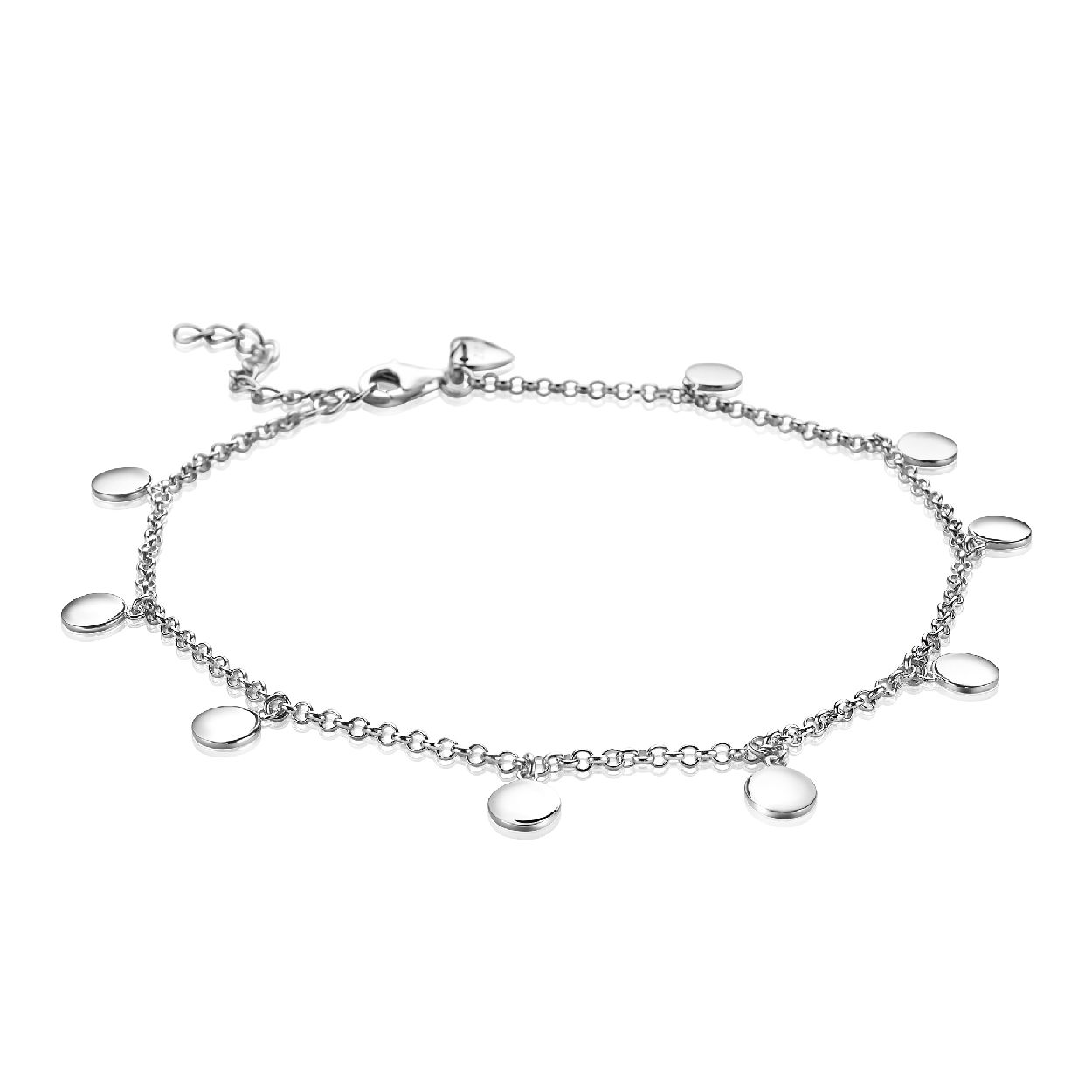 ZINZI zilveren enkelband rondjes 23 plus 4cm ZIE1484