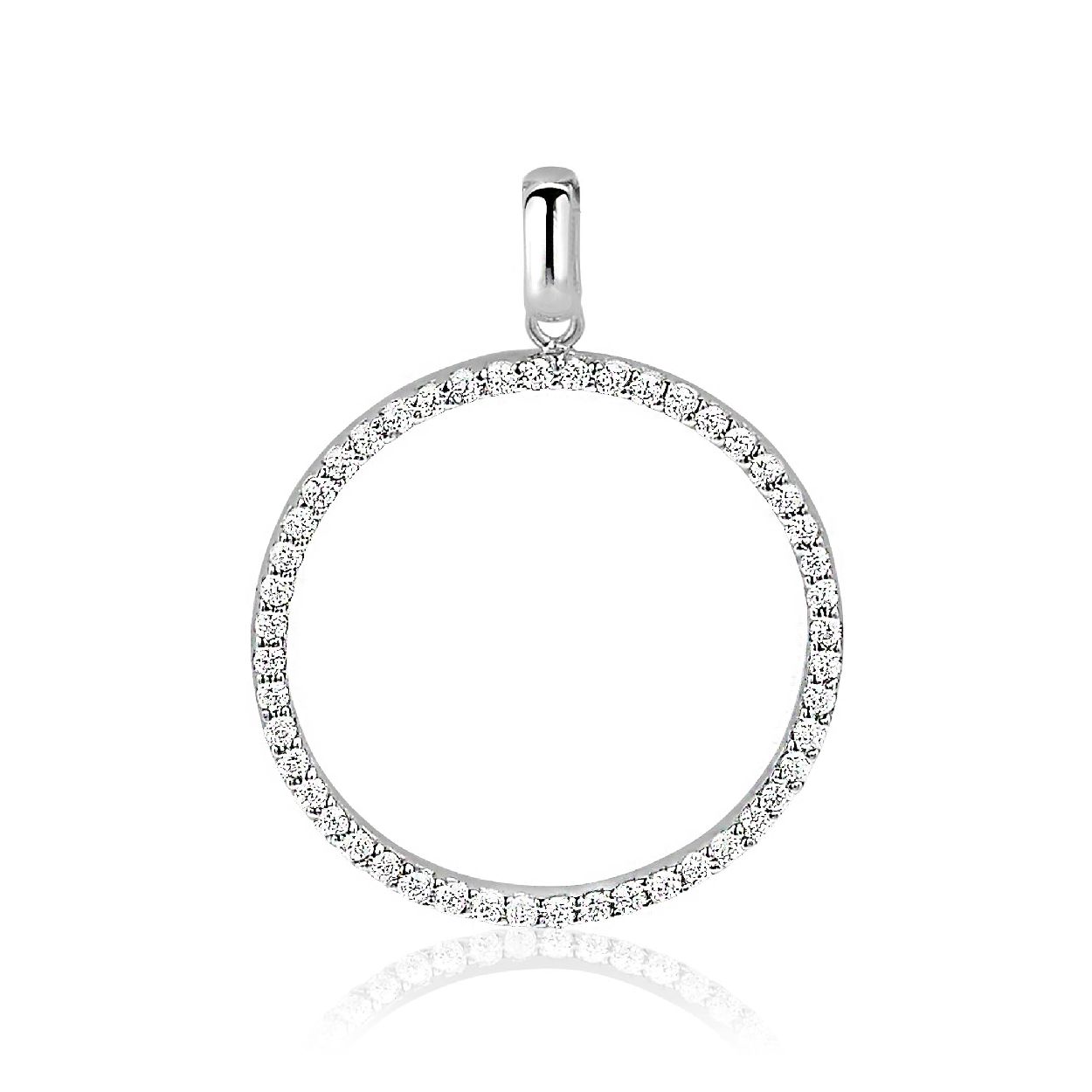 Zinzi zilveren ronde hanger wit ZIH1071
