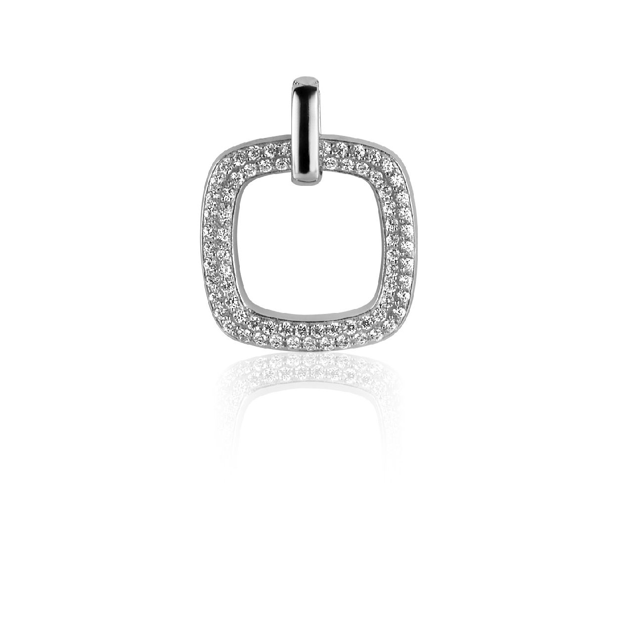 Zinzi zilveren vierkante hanger wit ZIH1158