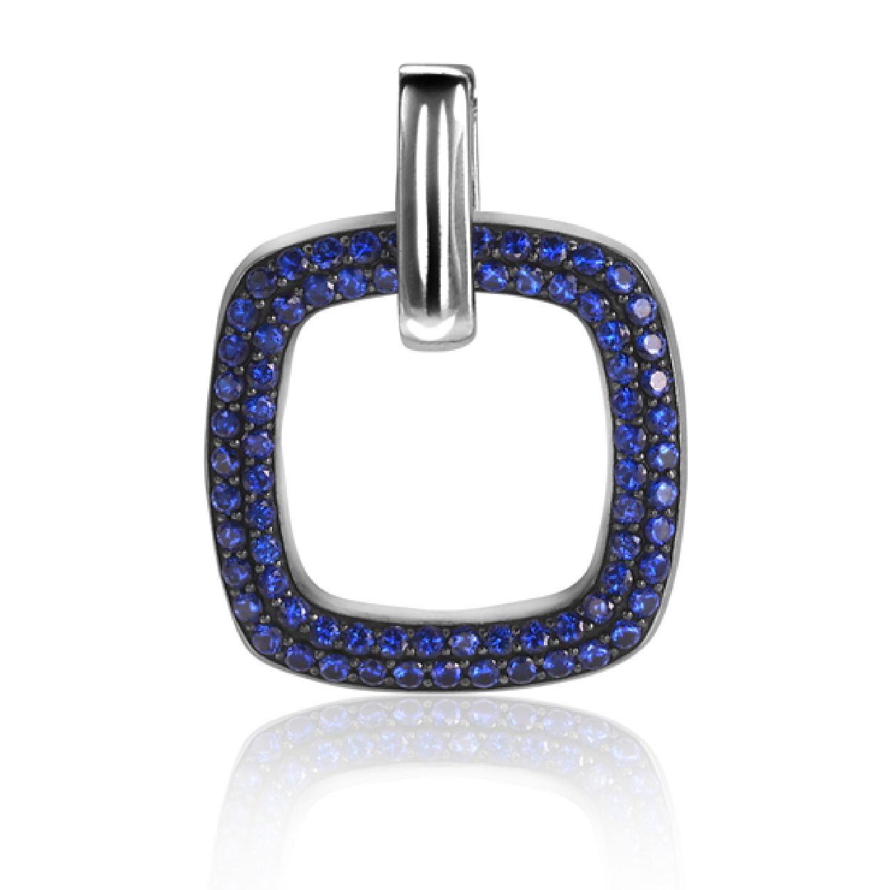 Zinzi zilveren vierkante hanger blauw ZIH1159B