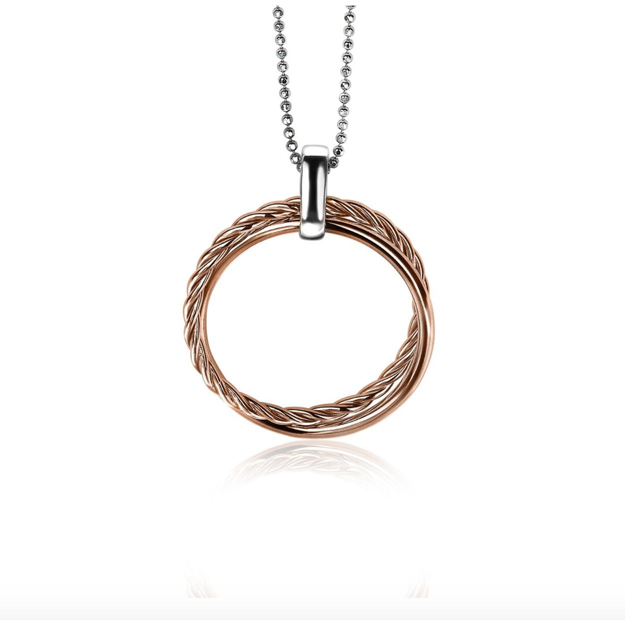 ZINZI zilveren hanger rose verguld ronde vormen 35mm ZIH1283R