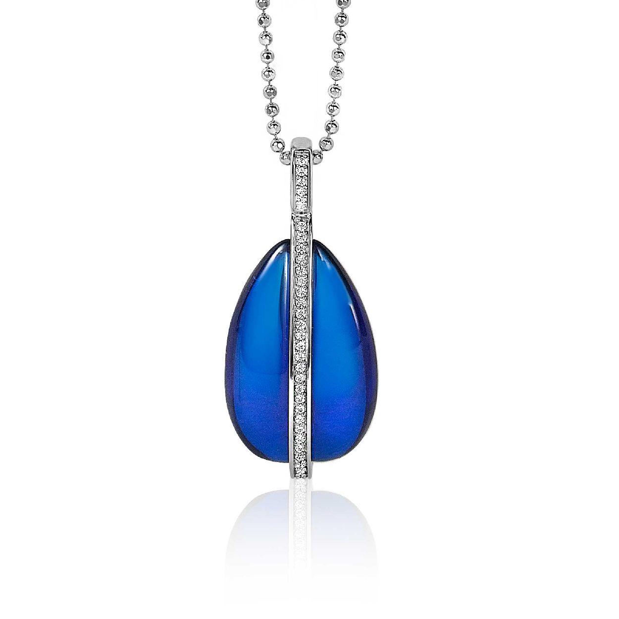 ZINZI zilveren hanger blauw wit 37mm ZIH1760