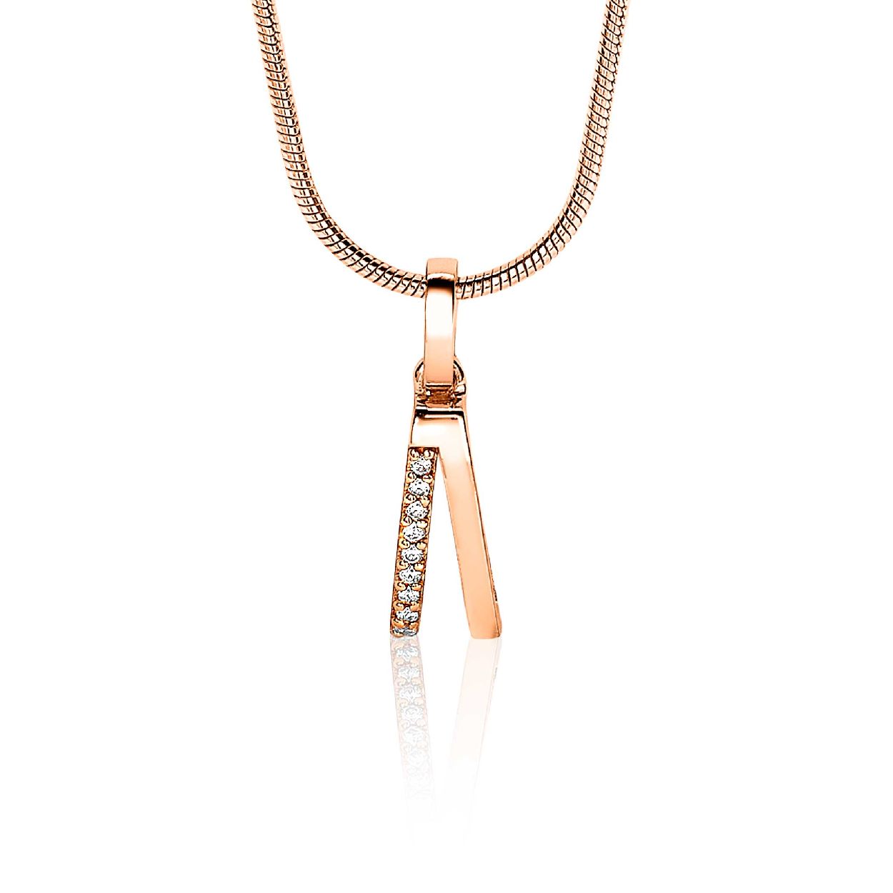 ZINZI zilveren hanger rose verguld V-vorm wit ZIH1777R