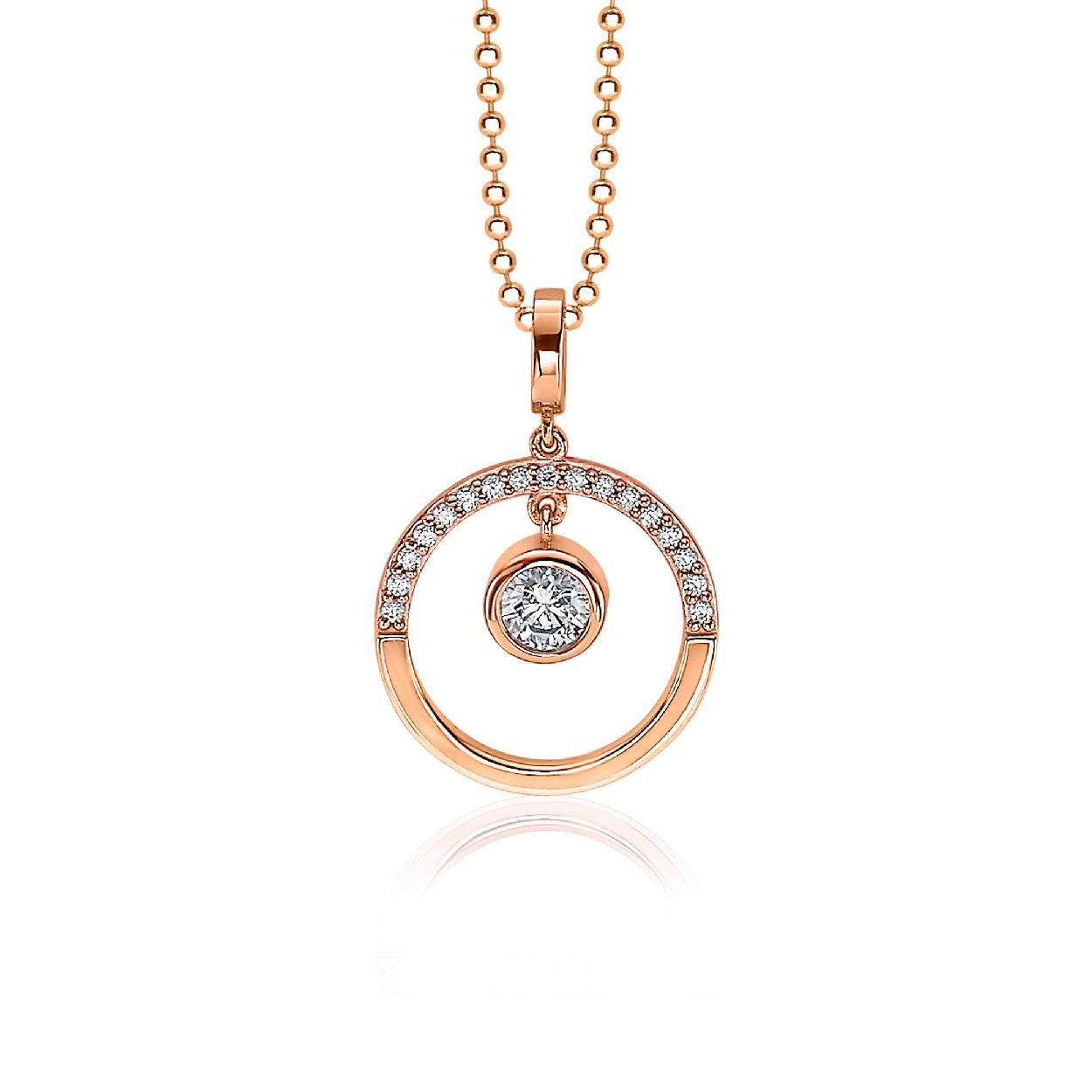 ZINZI zilveren hanger rose verguld open rond wit 18mm ZIH1813R