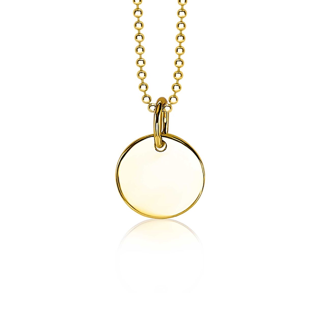 ZINZI zilveren hanger geel verguld glad rond ZIH1825G