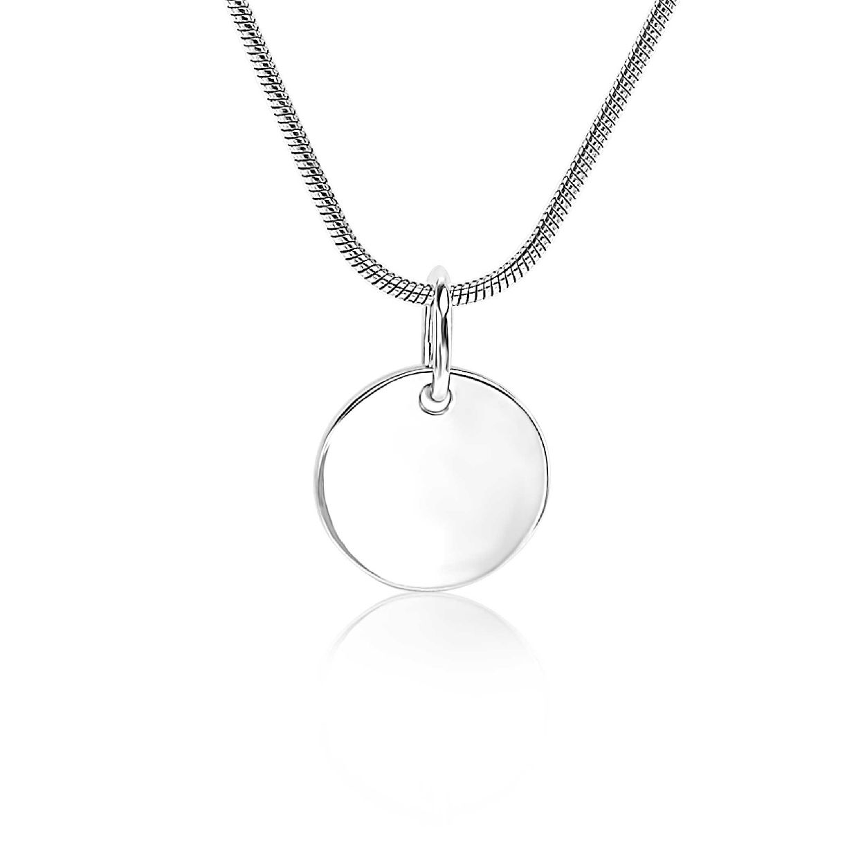 ZINZI zilveren glimmende hanger met glad rond plaatje [12,5mm]. Deze hanger glimt mooi op de hals. Vervaardigd van eerste gehalte zilver (925) en voorzien van een extra rodium laag voor een langdurige glans. Exclusief collier geprijsd.